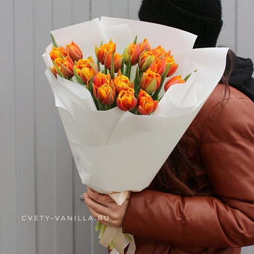 Букет пионовидных тюльпанов "Orange"