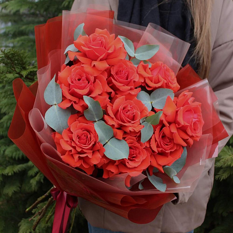 Букет из 9 красных французских роз Нина - изображение 2