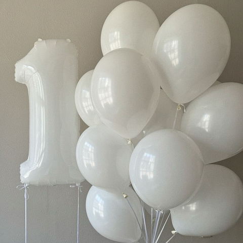 Набор стеклянных белых шаров с цифрой - изображение 2