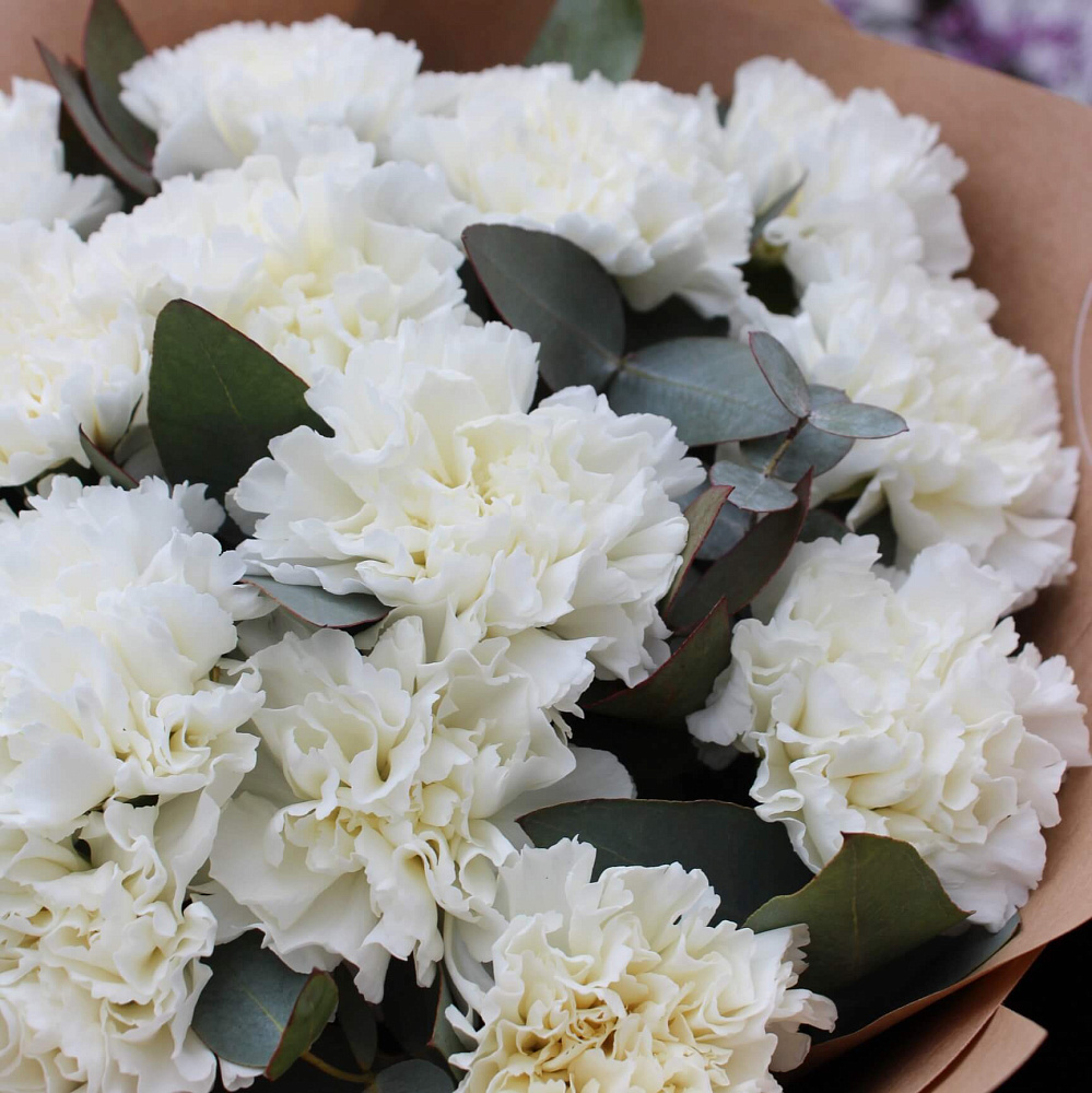 Стильный букет из гвоздик