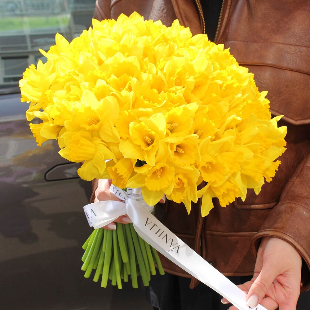 Букет из 101 нарцисса под ленту
