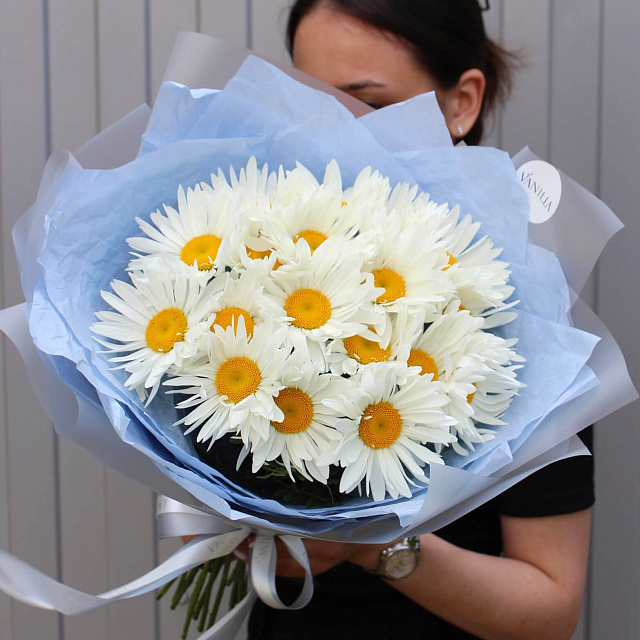 Цветы: Букет из 19 больших ромашек