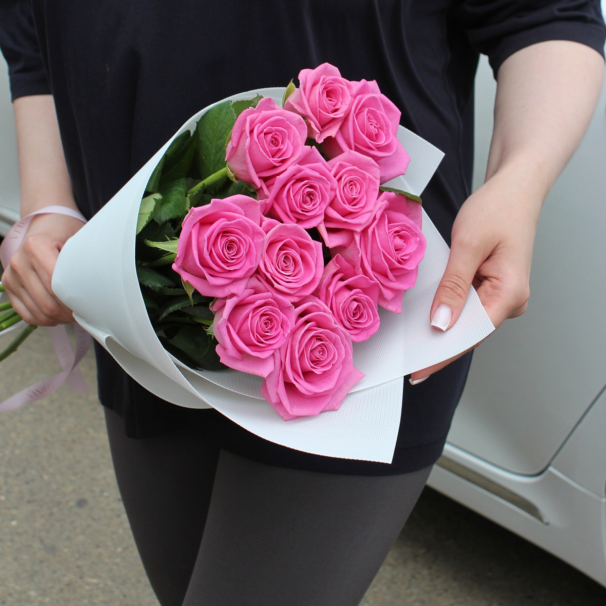 Букет из 11 роз аква 50 см