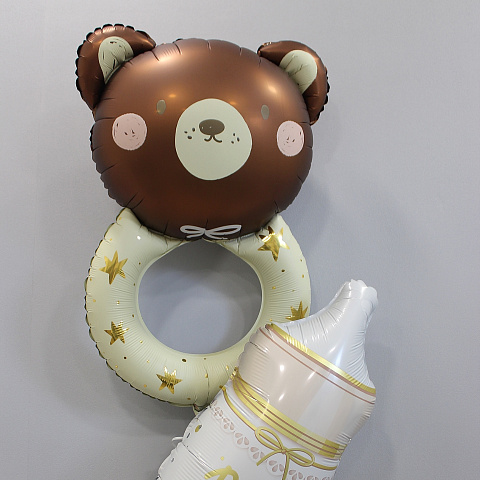 Воздушные шары на выписку из роддома: Шар на выписку "Погремушка Мишка"