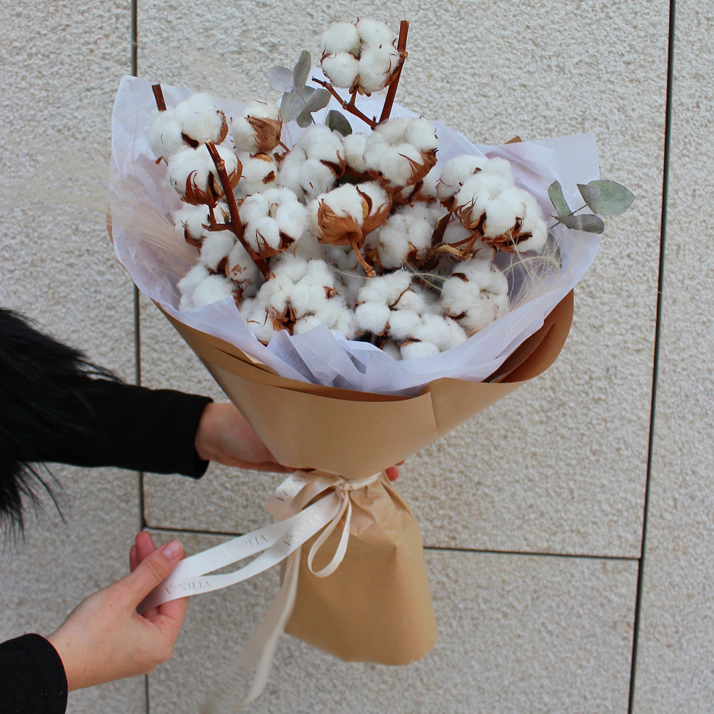 Букет из сухоцветов с хлопком