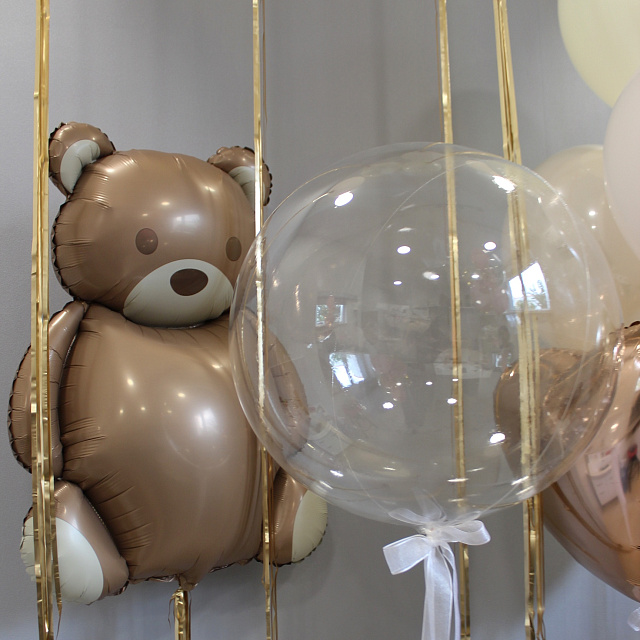 Цветы на день рождения: Сет шаров «Нежный с мишкой»
