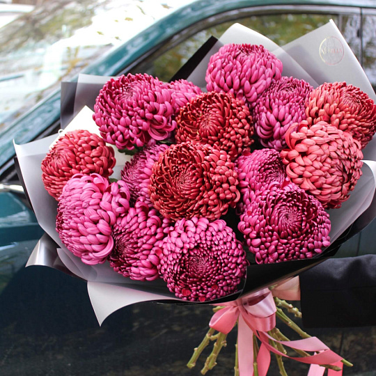 Букет из 15 хризантем микс "Бигуди" - изображение 2