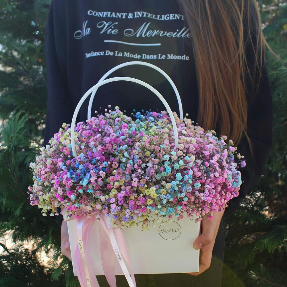 Радужная гипсофила в сумочке