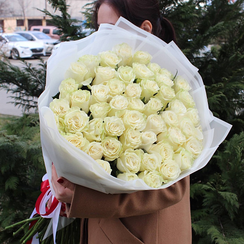 51 белая импортная роза 90 см - изображение 2