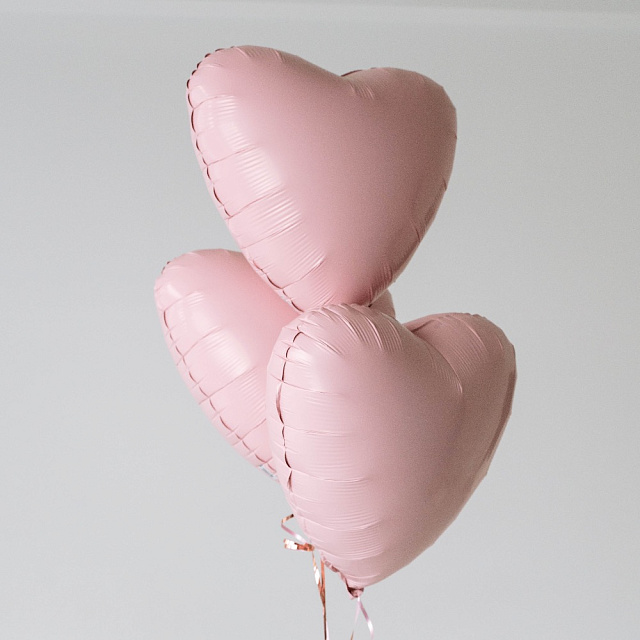 Набор из 3х шаров сердец Пыльная Роза - изображение 2