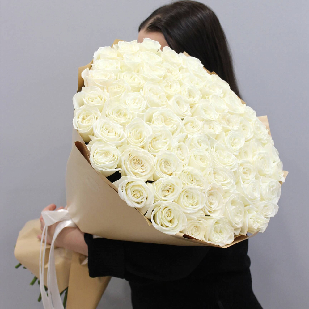 Букет из 75 роз Плайя Бланка 60 см