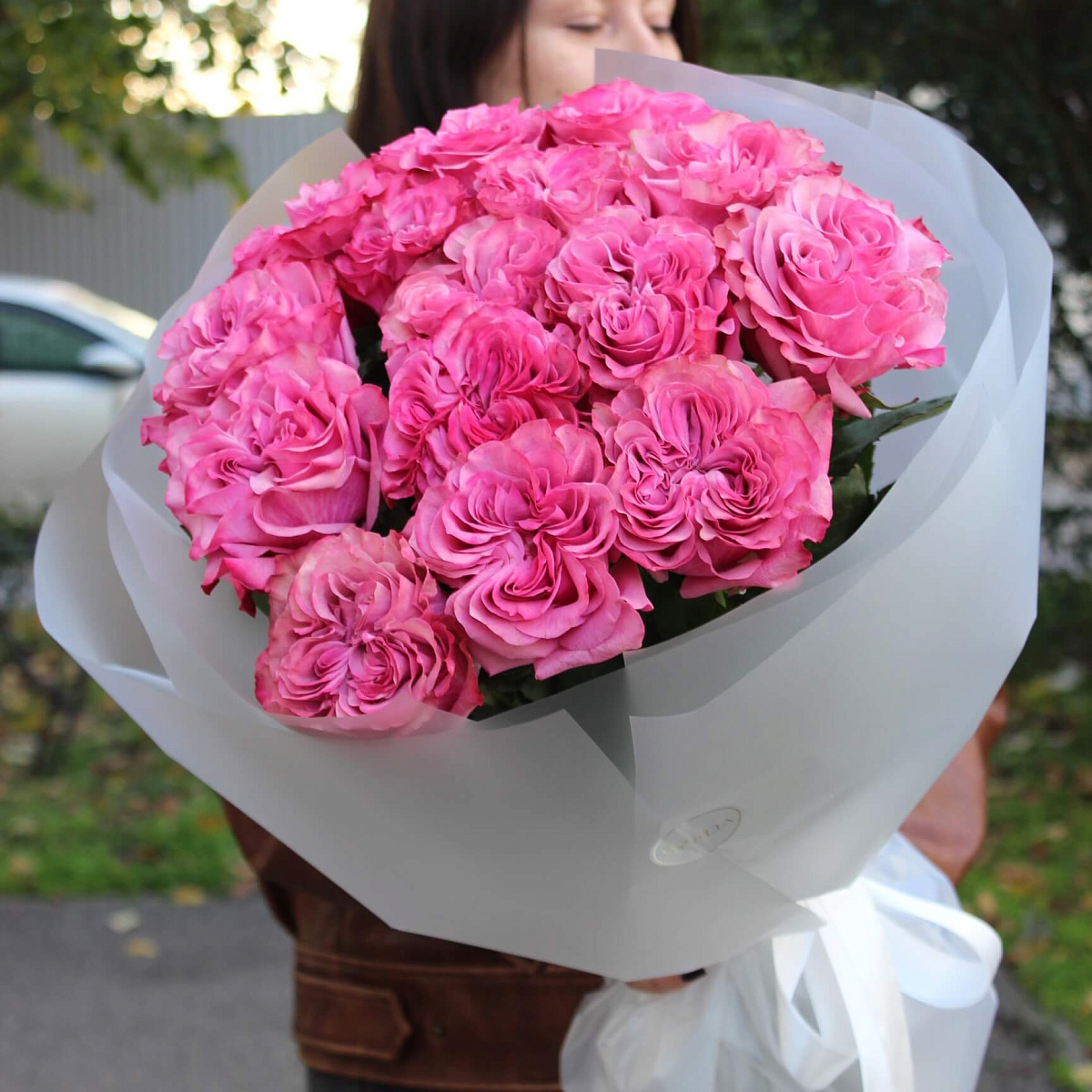 Букет из 15 пионовидных роз "Pink"