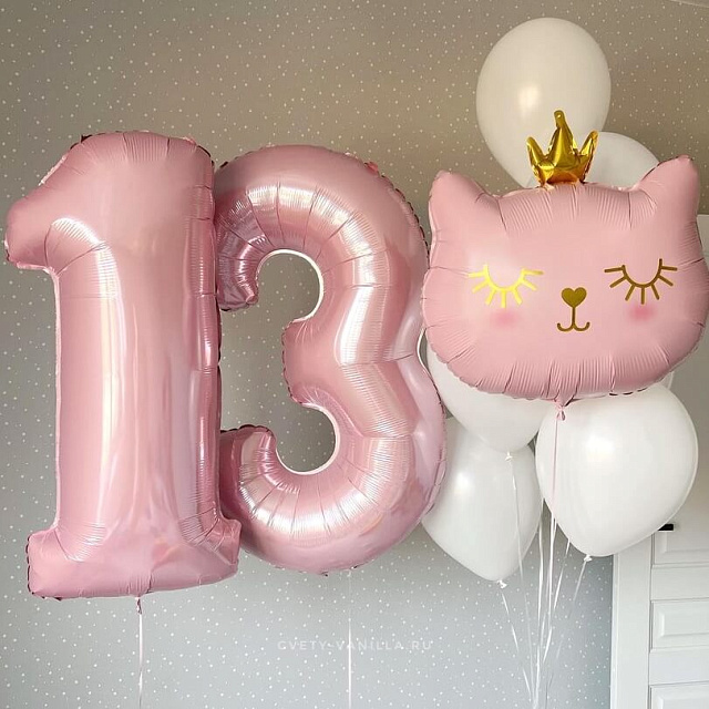 Набор шаров с кошечкой и цифрами - изображение 2