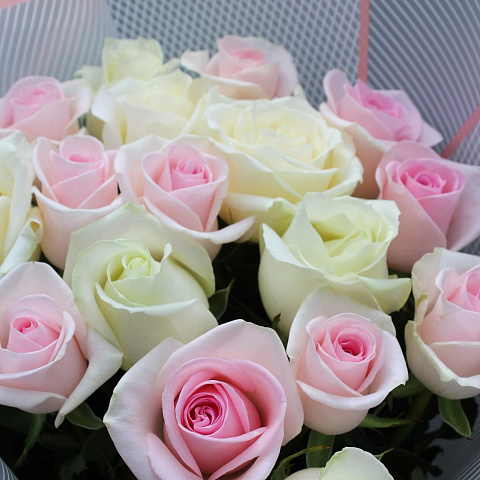 Букет из роз 60 см: Букет из 17 нежных роз микс