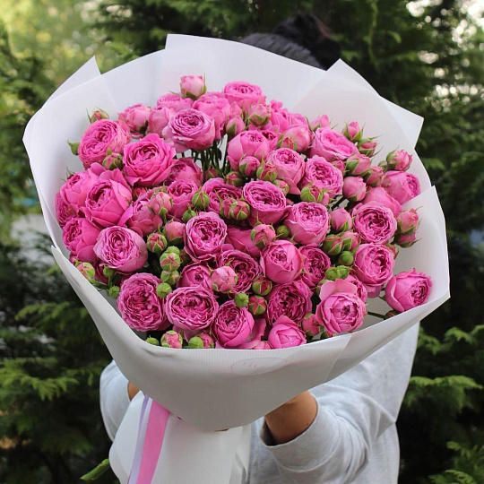 Букет из 15 веток пионовидной розы 50 см - изображение 2