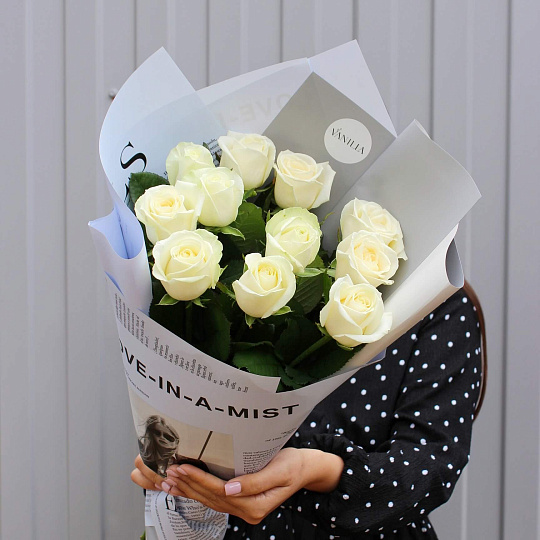 Букет из роз 60 см: Букет из 11 роз Аваланш 60 см