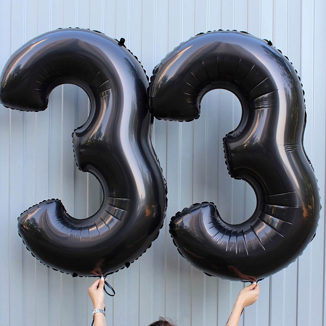 Шары на день рождения для мужчины: Набор из 2х шаров цифр в черном цвете