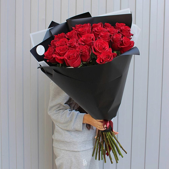 25 красных голландских роз 80 см - изображение 2