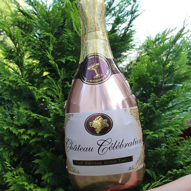 Шар фигура Бутылка шампанского цвета Розовое золото