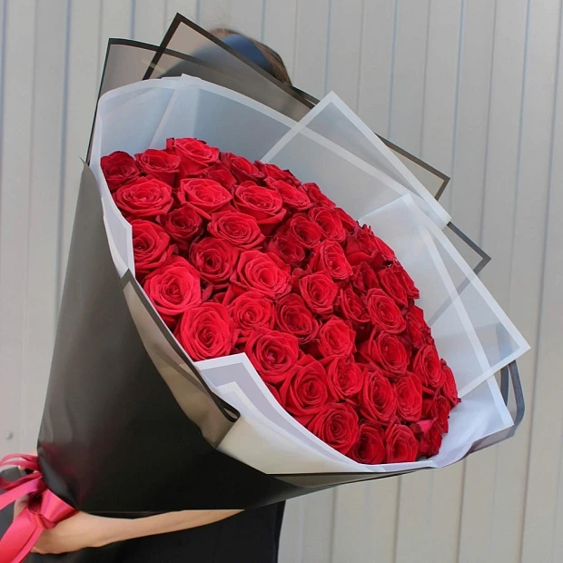51 красная ароматная роза 60 см