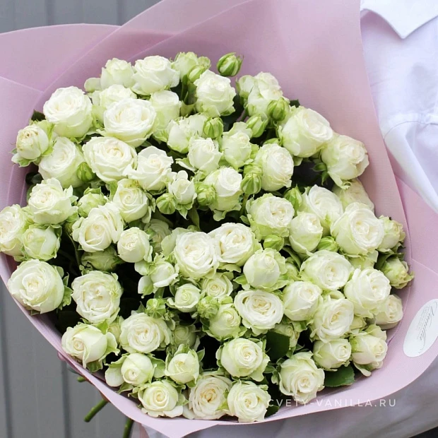 Белые кустовые розы "Peonia" 50 см