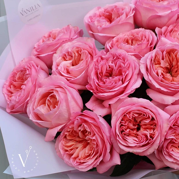 Букет из 15 пионовидных роз Pink Expression 50 см