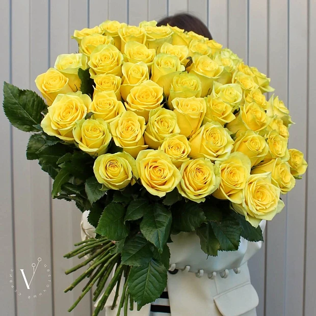 Букет из 51 желтой розы 50 см