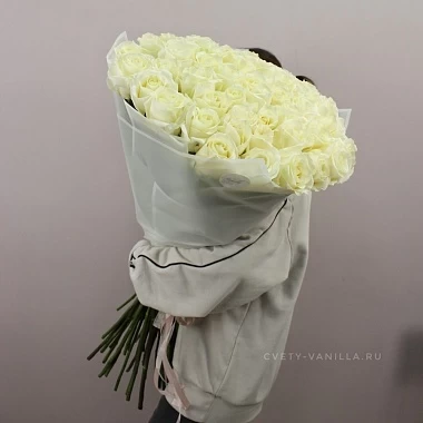 51 импортная белая роза 80 см